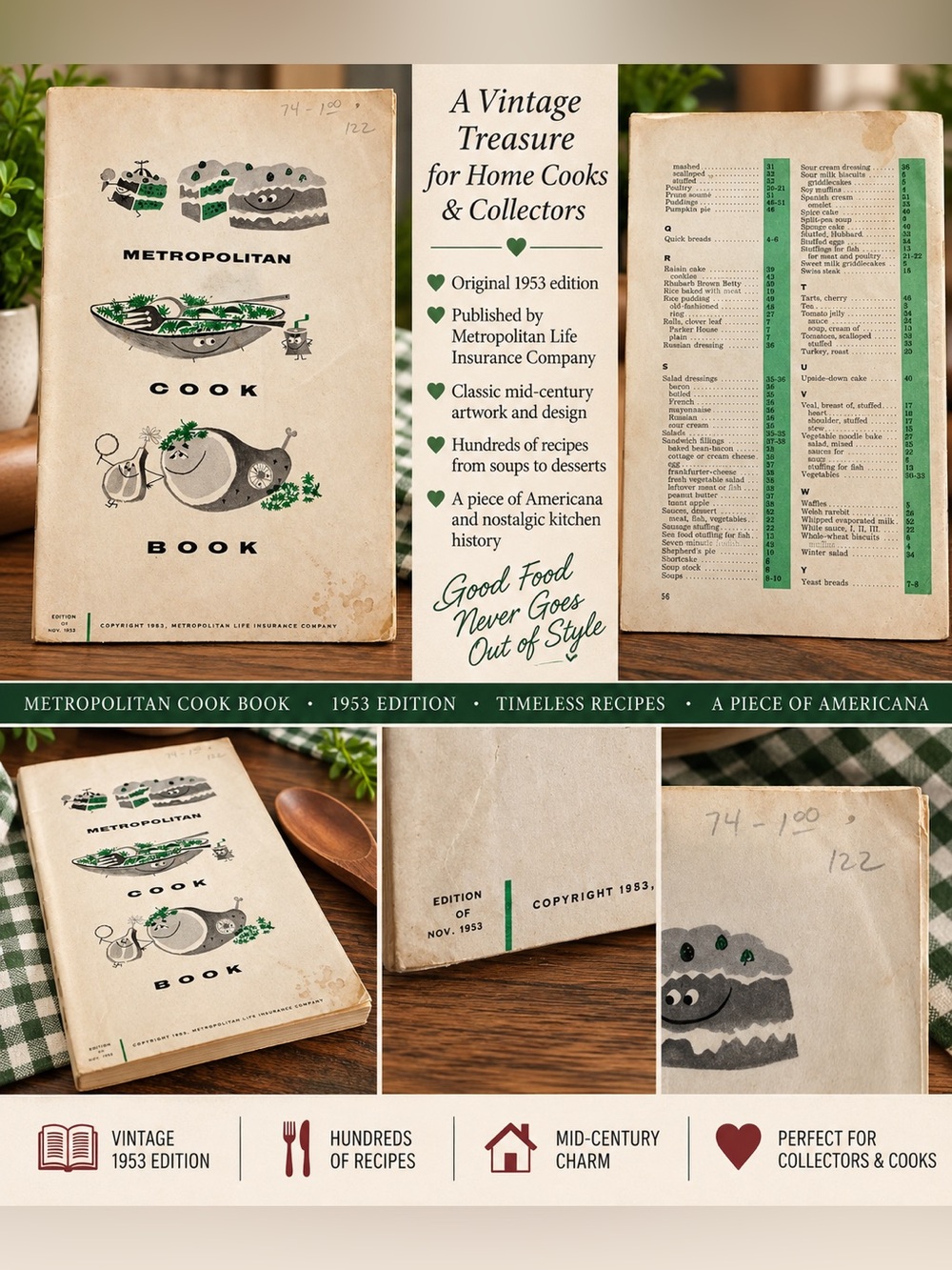 Vintage 1953 Metropolitan Cook Book MetLife MCM Recipes Illustrated 56 Pages